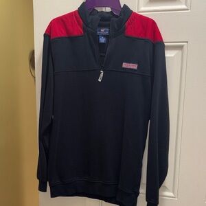 Vineyard Vines Black and Red Quarter Zip Sweater